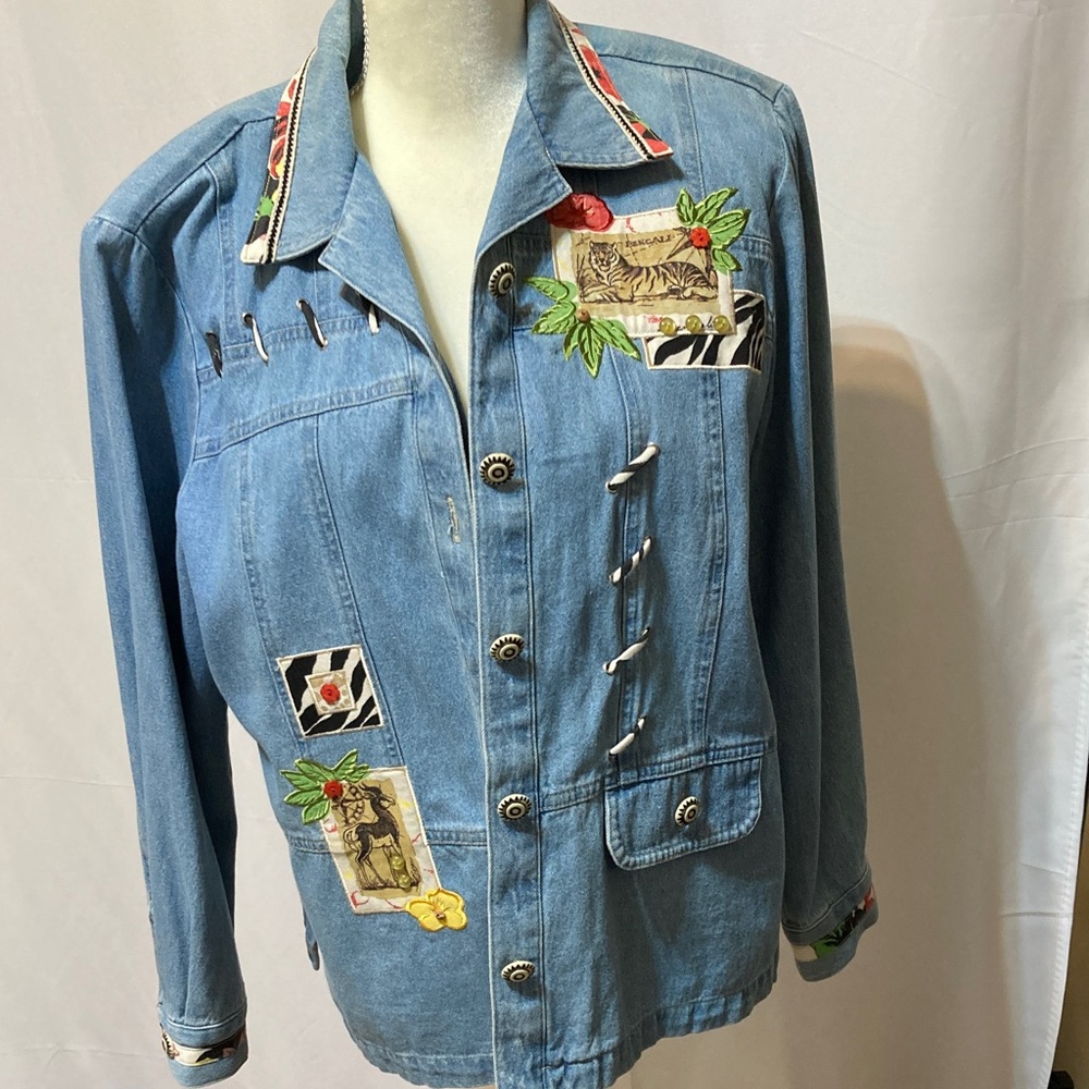 WOMENS BLUE DENIM JACKET WITH BEAUTIFUL EMBELLISHMENTS